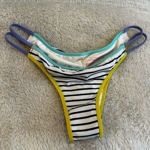 Victoria's Secret Striped Bikini Bottom - White and Yellow